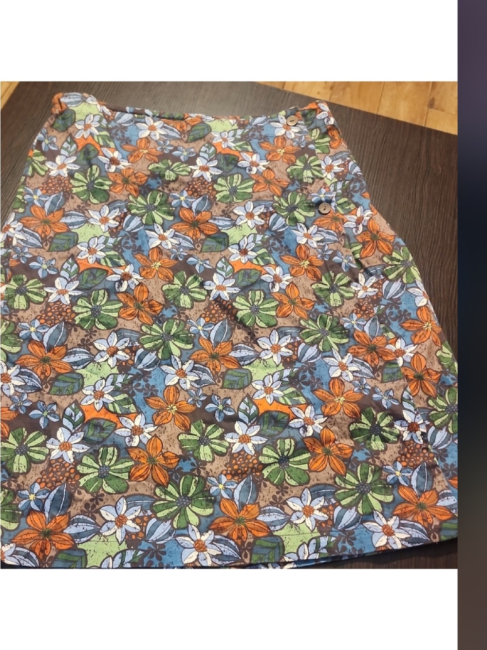 Christopher & Banks Floral A-Line Skirt in Orange, Green & Blue